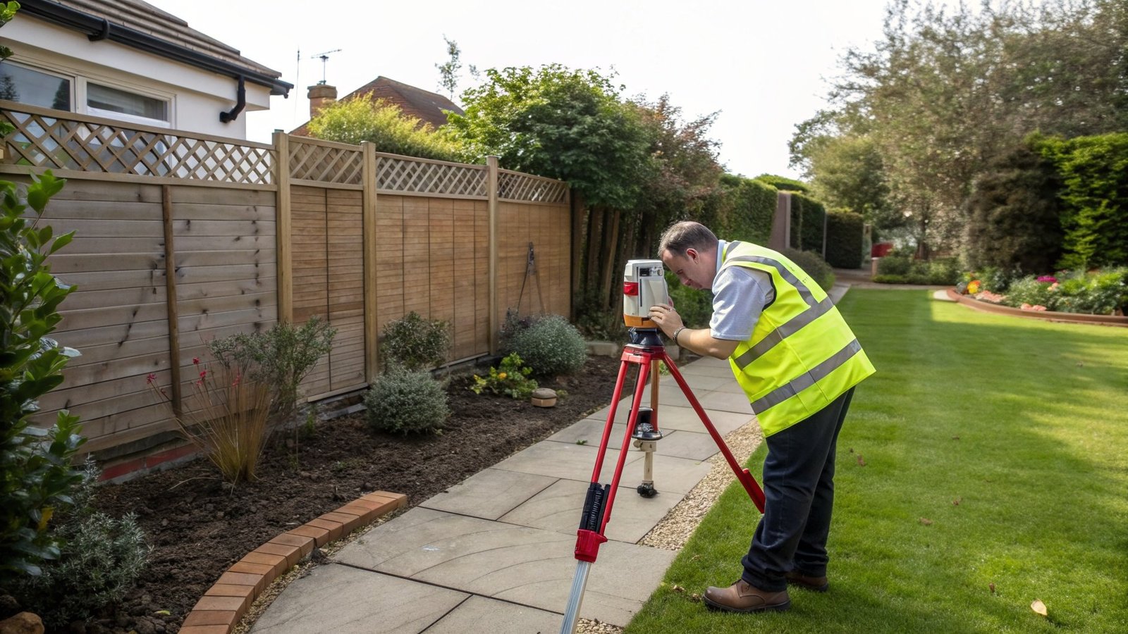 Boundary survey with laser equipment